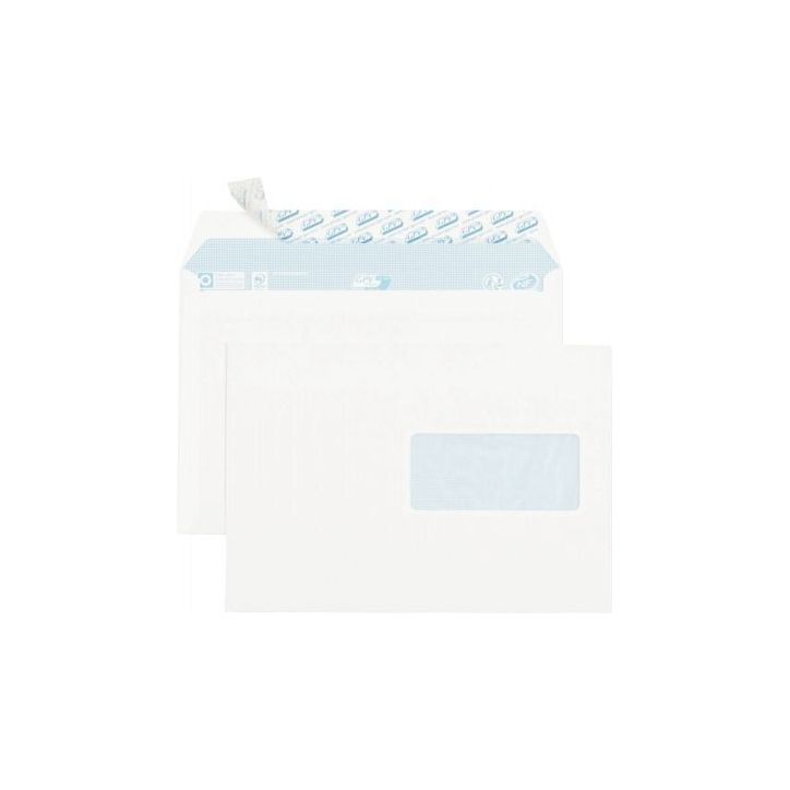 Boîte de 70 enveloppes blanches C5 162x229 80g/m² bande siliconée fenêtre 45x100 6264