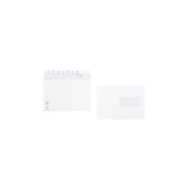 Boîte de 500 enveloppes vélin blanches C5 162x229 90g/m² fenêtre 45x100 bande de protection 21161 LA COURO