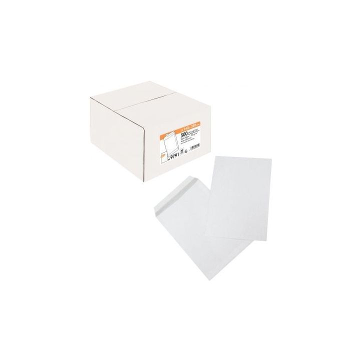 Boite de 500 pochettes blanches 162x229mm 90g bande siliconée 9791 LA COURONNE
