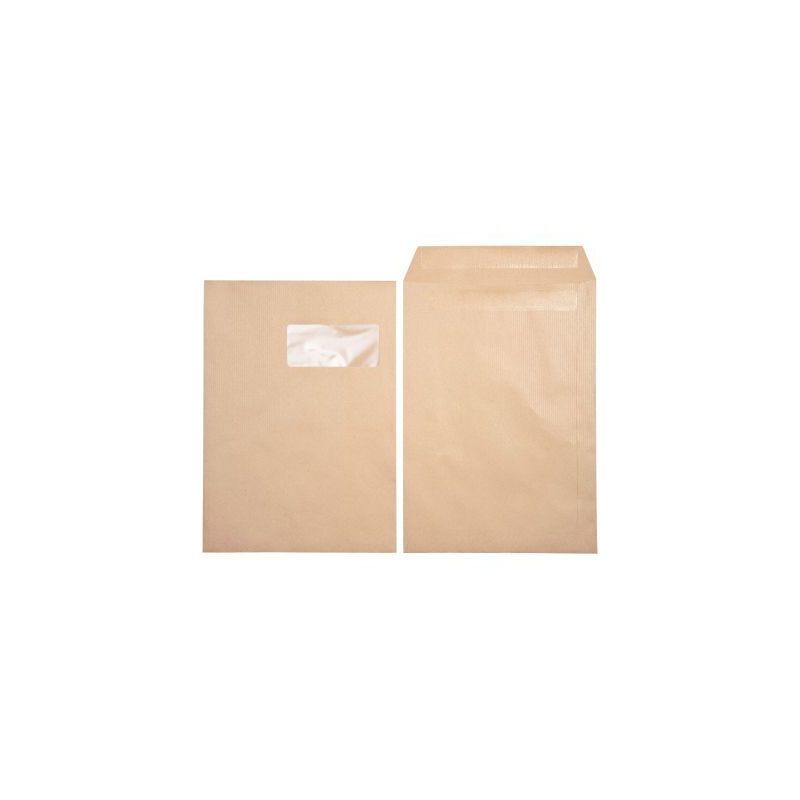 Achetez PERGAMY Boîte de 250 pochettes kraft Brun 90g C4 229x324 mm fenêtre 50x100 mm autocollante..