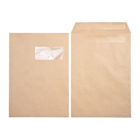 Achetez PERGAMY Boîte de 250 pochettes kraft Brun 90g C4 229x324 mm fenêtre 50x100 mm autocollante..