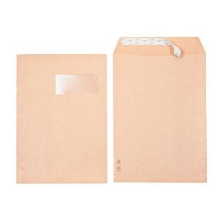 Achetez Boîte de 250 sacs Kraft, 90 grammes en format 23X32, avec une fenêtre de 50mm, bande silic..