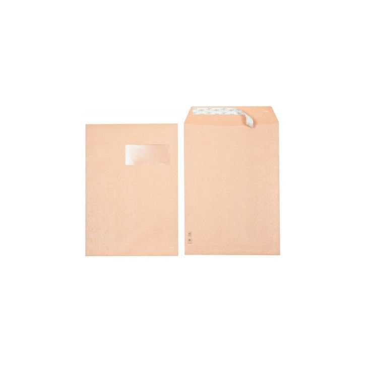 Boîte de 250 sacs Kraft, 90 grammes en format 23X32, avec une fenêtre de 50mm, bande siliconée 1908 LA COUR