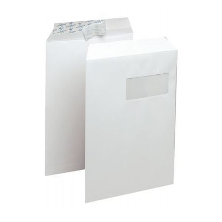 Achetez Boîte de 250 pochettes vélin blanc C4 229x324 90g/m² fenêtre 50x110 bande de protection ..