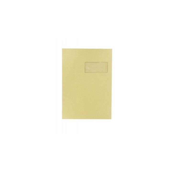 Carton de 250 pochettes kraft 229x324mm 120g soufflet 30mm bande siliconée fenêtre 50x100mm 4922 GPV