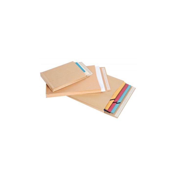 GPV paquet de 50 pochettes kraft brun auto-adhésif, format 24 260x330mm soufflet 30mm120g