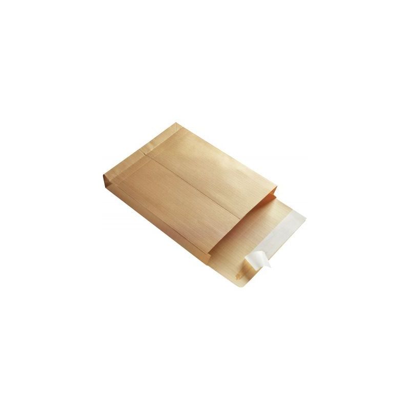 Achetez Carton de 125 pochettes kraft armé 230x320mm soufflet 30mm bande siliconée fenêtre 50x100..