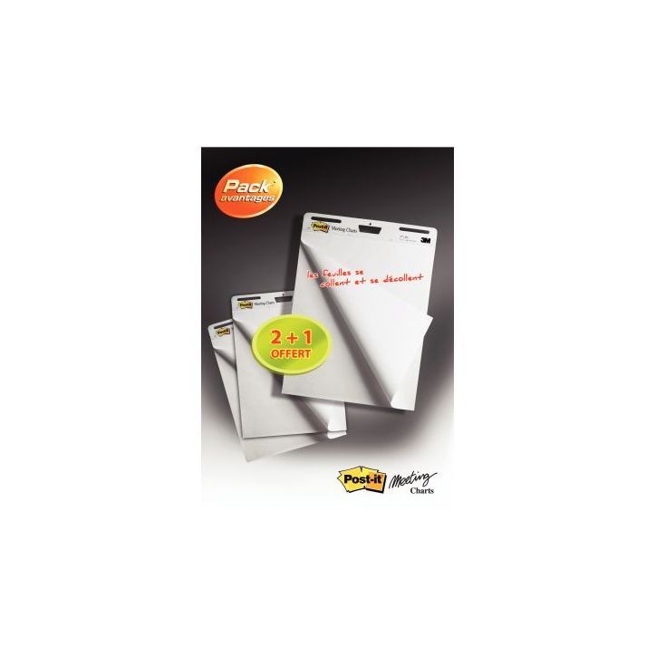 Pack de 3 blocs meeting chart dont 1 gratuit BP789 POST-IT 3M