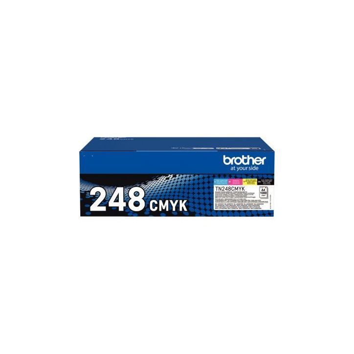 Brother TN248CMYK pack de 4 toners laser noire, cyan, magenta et jaune authentique TN248CMYK TN248VAL BROTHER