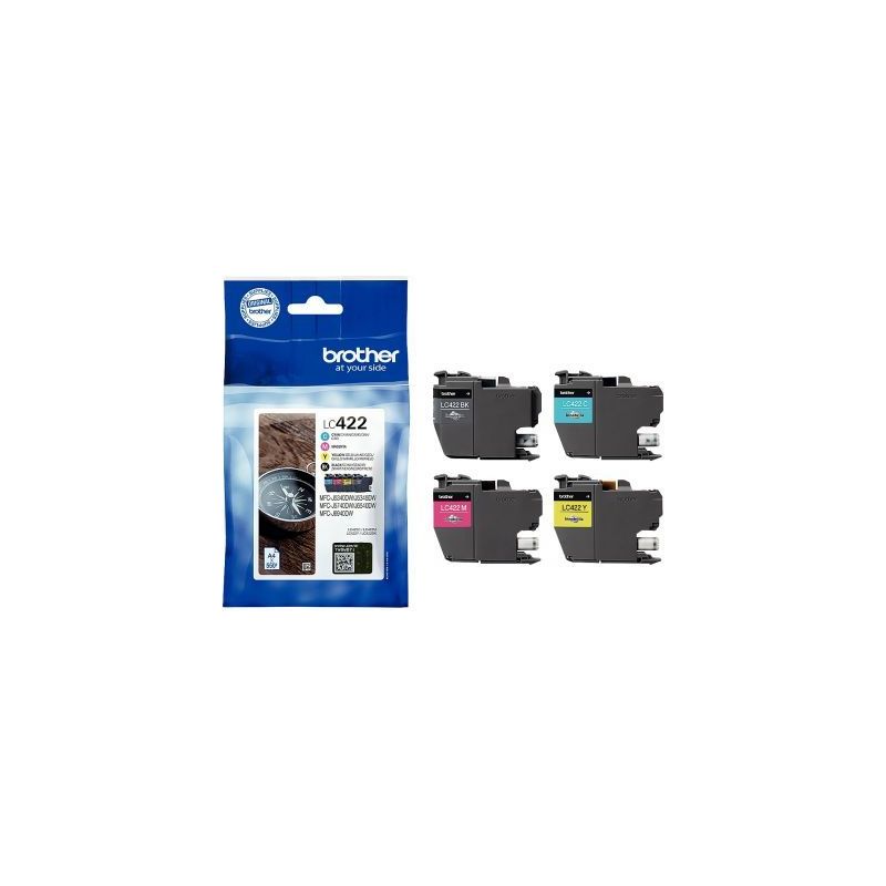 Achetez Lot de 4 cartouches d'encre Brother LC422 noir cyan magenta et jaune à la marque Boussole L..