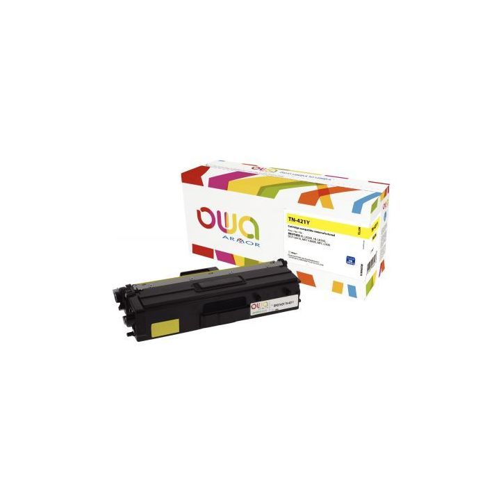 Toner laser compatible à la marque Brother TN421Y jaune K18060OW OWA ARMOR