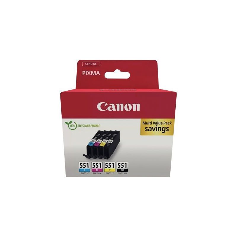Achetez Canon 551 pack de 4 cartouches jet d'encre noire, cyan, magenta et jaune authentique (CLI551..
