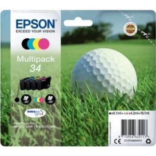 Achetez Lot de 4 cartouches jet d'encre à la marque Epson T346640 noir cyan magenta et jaune Balle ..