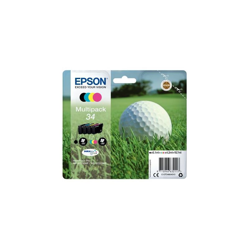 Achetez Lot de 4 cartouches jet d'encre à la marque Epson T346640 noir cyan magenta et jaune Balle .. Achetez Lot de 4 cartouches jet d'encre à la marque Epson T346640 noir cyan magenta et jaune Balle ..