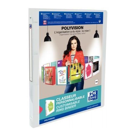 Achetez OXFORD Classeur personnalisable 1 face POLYVISION 4 anneaux. Polypropylène 5/10e.Dos 2cm.Co..