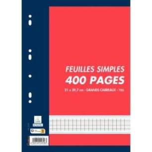 Achetez Sachet de 400 pages copies simples grand format A4 grands carreaux Séyès 70g perforées pa..