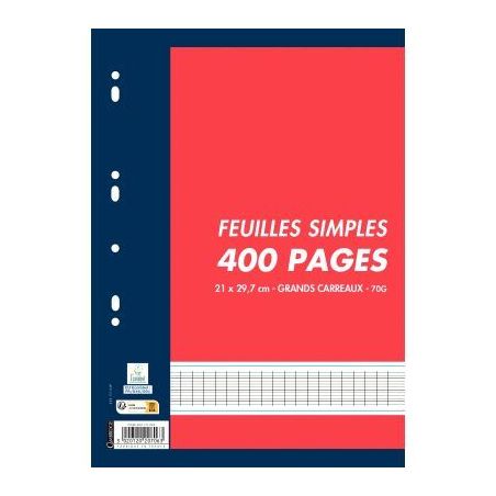 Achetez Sachet de 400 pages copies simples grand format A4 grands carreaux Séyès 70g perforées pa..
