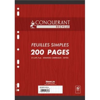 Achetez Paquet de 100 feuillets mobiles perforés, format A4, papier 90g recyclé, seyès 400157174 ..