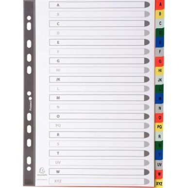 Achetez Jeu de 20 intercalaires alphabétiques en polypropylène coloré, format A4 94E EXACOMPTA pa..
