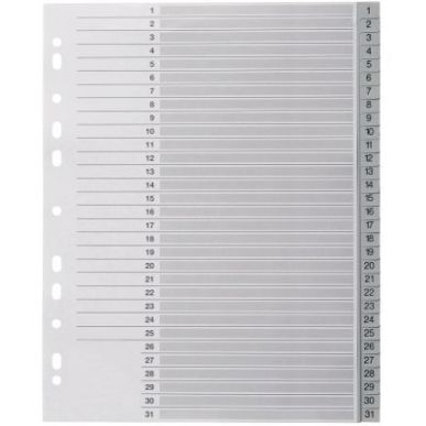Achetez Jeu de 31 intercalaires numériques en polypropylène gris format A4+ 100745090 NOKI pas che..