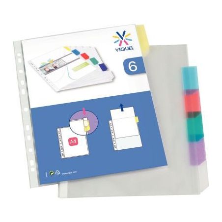 Achetez Jeu de 6 intercalaires 21x29,7cm polypropylène onglet couleur 154116-04 VIQUEL pas cher sur..