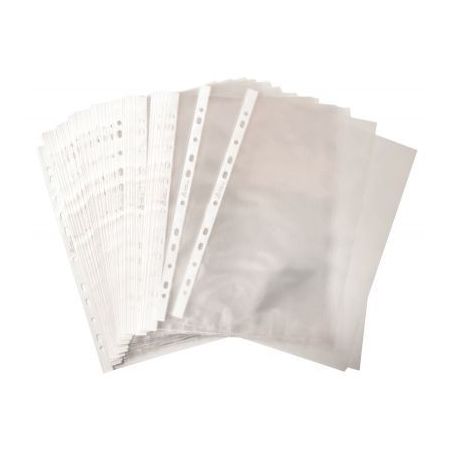 Achetez Sachet de 50 pochettes perforées en polypropylène grainé 4/100. Format A4, 11 trous. pas ..