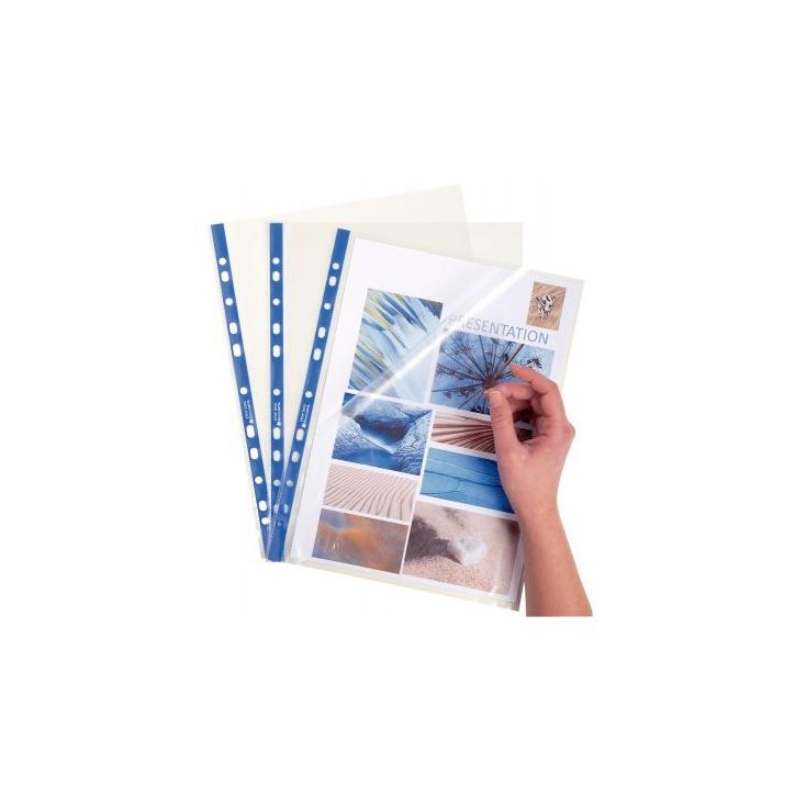 Boite de 100 pochettes perforées STOP DOC en polypropylène 6/100ème aspect lisse format A4 5870E EXACOMPTA