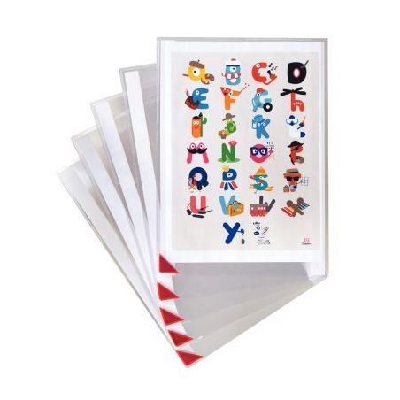 Achetez TARIFOLD Sachet de 5 poch. murales PVC A4, adhésives repositionnables, ouv. en coin et coin..