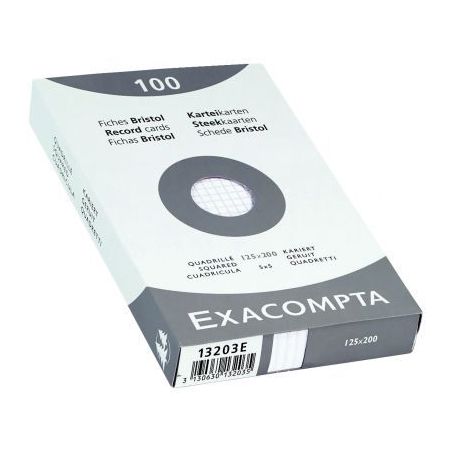 Achetez EXACOMPTA Etui de 100 fiches bristol non perforées 125X200mm quadrillées 5x5 Blanc pas che..
