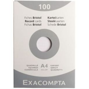 Achetez EXACOMPTA Etui de 100 fiches bristol non perforées 210x297mm (A4) quadrillées 5x5 Blanc pa..