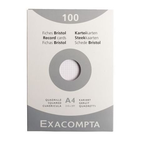 Achetez EXACOMPTA Etui de 100 fiches bristol non perforées 210x297mm (A4) quadrillées 5x5 Blanc pa..