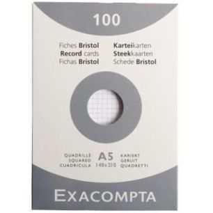 Achetez EXACOMPTA Etui de 100 fiches bristol non perforées 148x210mm (A5) quadrillées 5x5 Blanc pa..