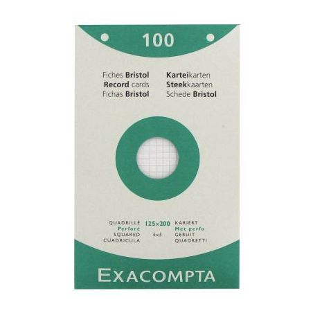 Achetez EXACOMPTA Etui de 100 fiches bristol perforées 125x200mm quadrillées 5x5 Blanc pas cher su..