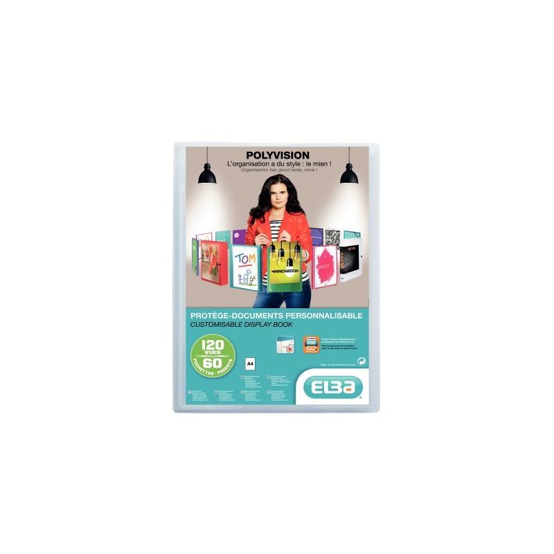 Achetez Protège-documents personnalisable 60 pochettes 120 vues pour format A4 21x29,7 cm incolore ..