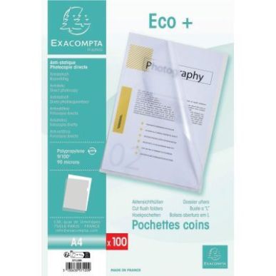 Achetez Sachet de 100 pochettes coin en polypropylène 9/100ème incolore 57120E EXACOMPTA pas cher ..