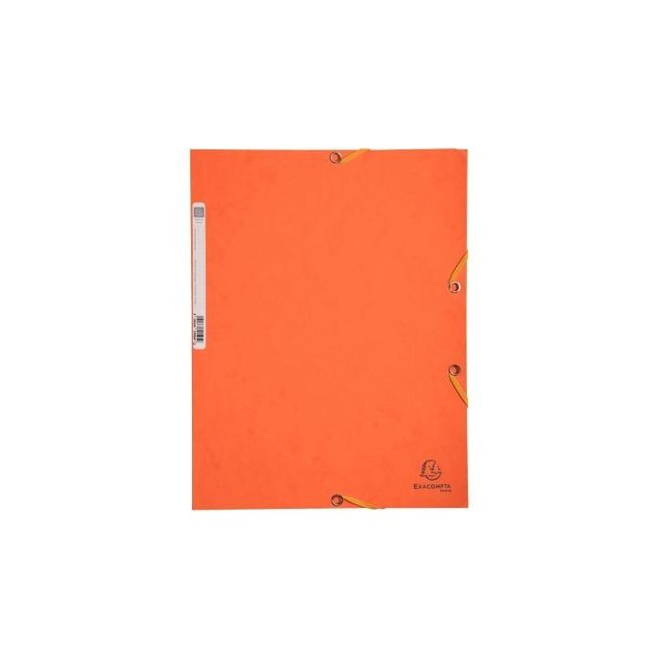 Chemise 3 rabats à élastiques en carte lustrée 400g, orange 55504E EXACOMPTA