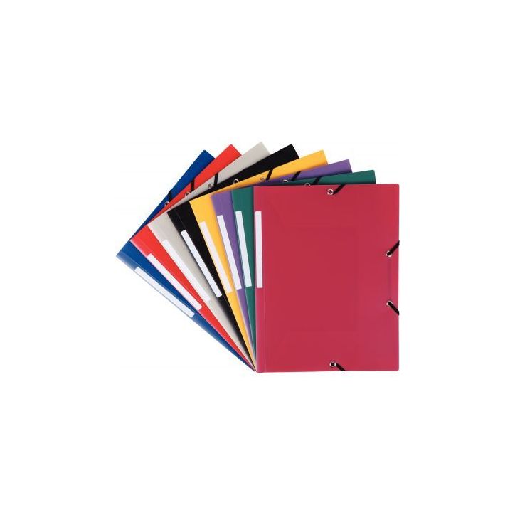 Carton de 50 chemises 3 rabats à élastiques en polypropylène opaque 4/10ème, format 24x32 cm, coloris asso(...)