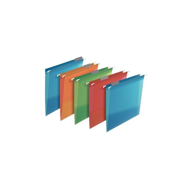 Paquet de 5 dossiers suspendus OXFORD en polypropylène pour tiroir, dos V, coloris assortis 400076118 OXFORD (...)
