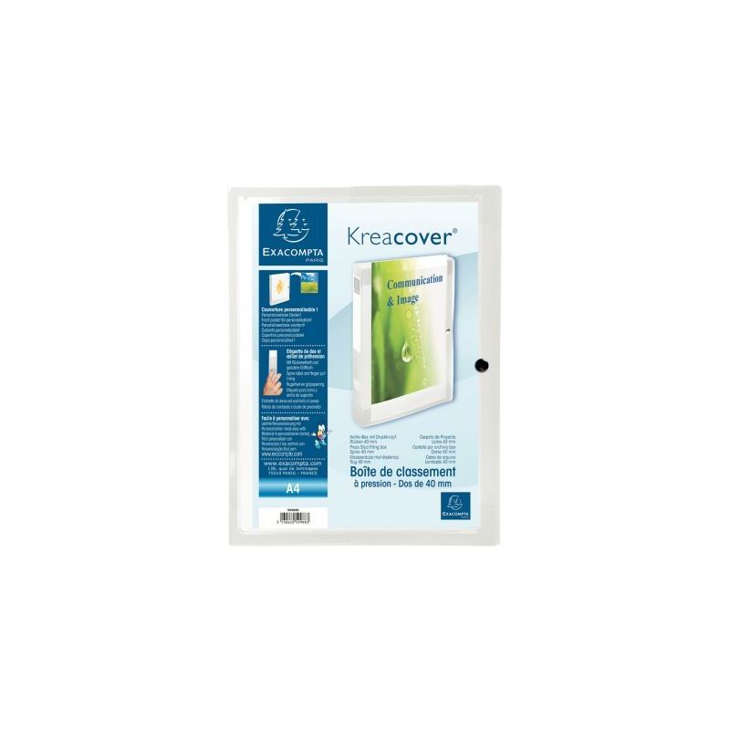 Achetez Boite de classement personnalisable en polypropylène KREACOVER dos 4 cm, incolore 59988E KR..