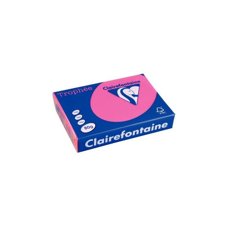 CLAIREFONTAINE Ramette de 500 feuilles papier couleur TROPHEE 80 grammes format A3 Rose Fuchsia 1898