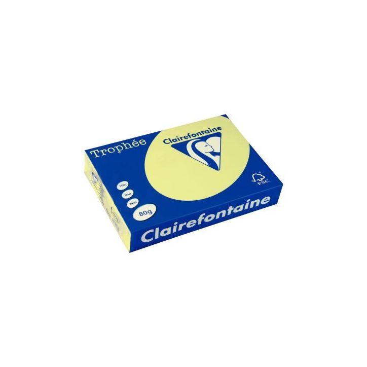 CLAIREFONTAINE Ramette de 500 feuilles papier couleur TROPHEE 80 grammes format A3 Jaune jonquille 1890