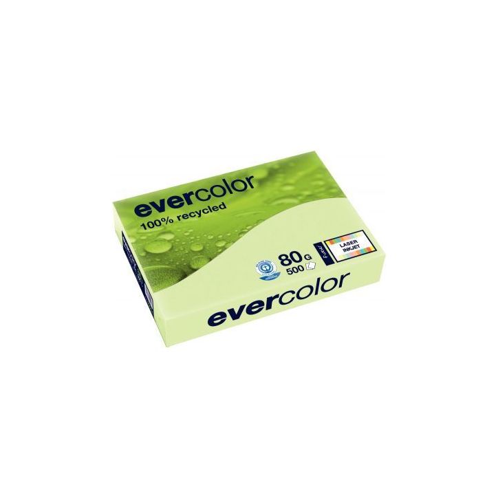 Ramette de 500 feuilles de papier recyclé 80g de format A3 vert clair EVERCOLOR 30004C CLAIREFONTAINE