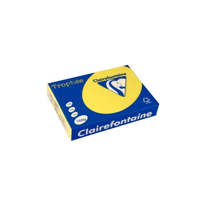 CLAIREFONTAINE Ramette de 250 feuilles papier couleur TROPHEE 160 grammes format A4 Jaune soleil 1029