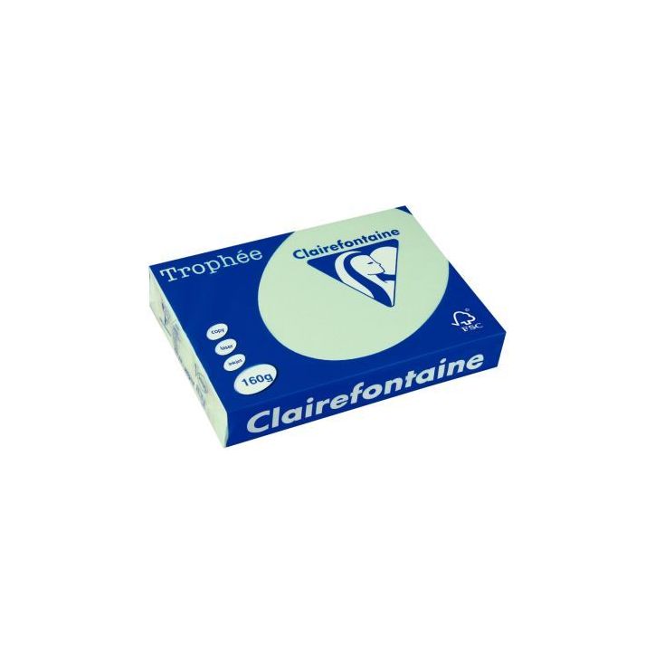 CLAIREFONTAINE Ramette de 250 feuilles papier couleur TROPHEE 160 grammes format A4 Vert 2635