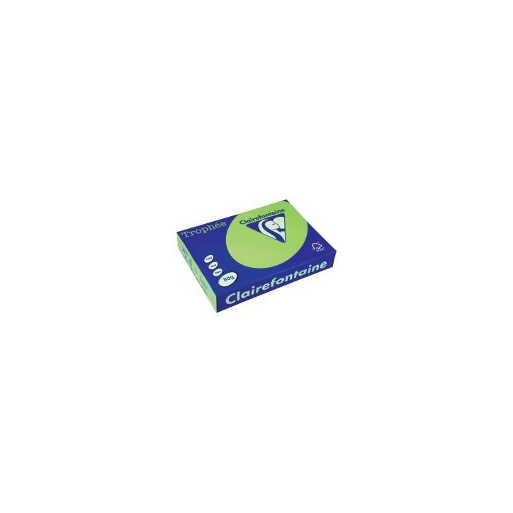 Carton de 5 ramettes de 500 feuilles format A4 80g vert fluo 2975PCX5 TROPHEE CLAIREFONTAINE