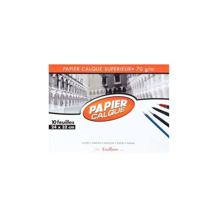 Paquet de 10 feuilles calque 70g 24x32 transparent 22744MAJUSC