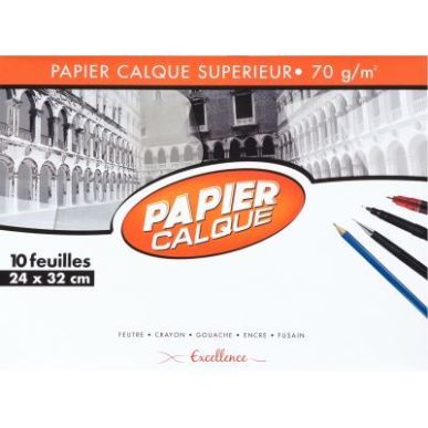 Achetez Paquet de 10 feuilles calque 70g 24x32 transparent 22744MAJUSC pas cher sur Ma Rentrée Scol..