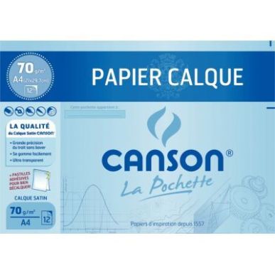 Achetez Pochette 12 feuilles calque satin A4 70 grammes C200006565 CANSON pas cher sur Ma Rentrée S..