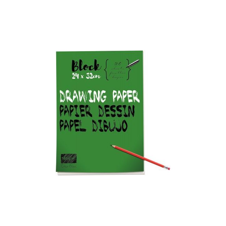 Bloc de 40 pages de papier dessin blanc 160 g format 24x32 cm 42568
