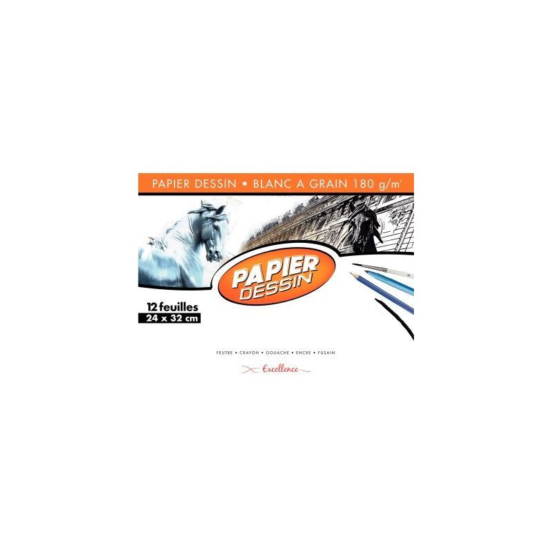 Achetez Pochette de 12 feuilles de papier dessin blanc 180 g format 24x32 cm EXCELLENCE 43002MAJUSC ..